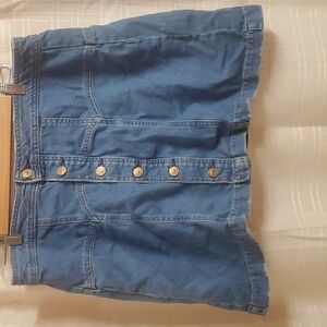 American Eagle Skirt Womens Size 14 Light Blue Demin Distressed Button Down